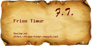 Friss Timur névjegykártya